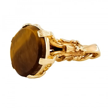 9ct Gold Tiger'S Eye Fob Pendant